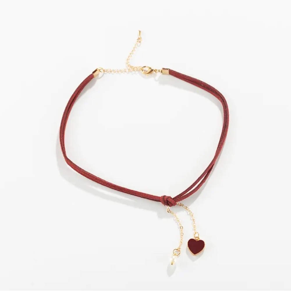 Feel Chic and Pretty | Red Heart & Pearl Necklace Jewelry Accessory